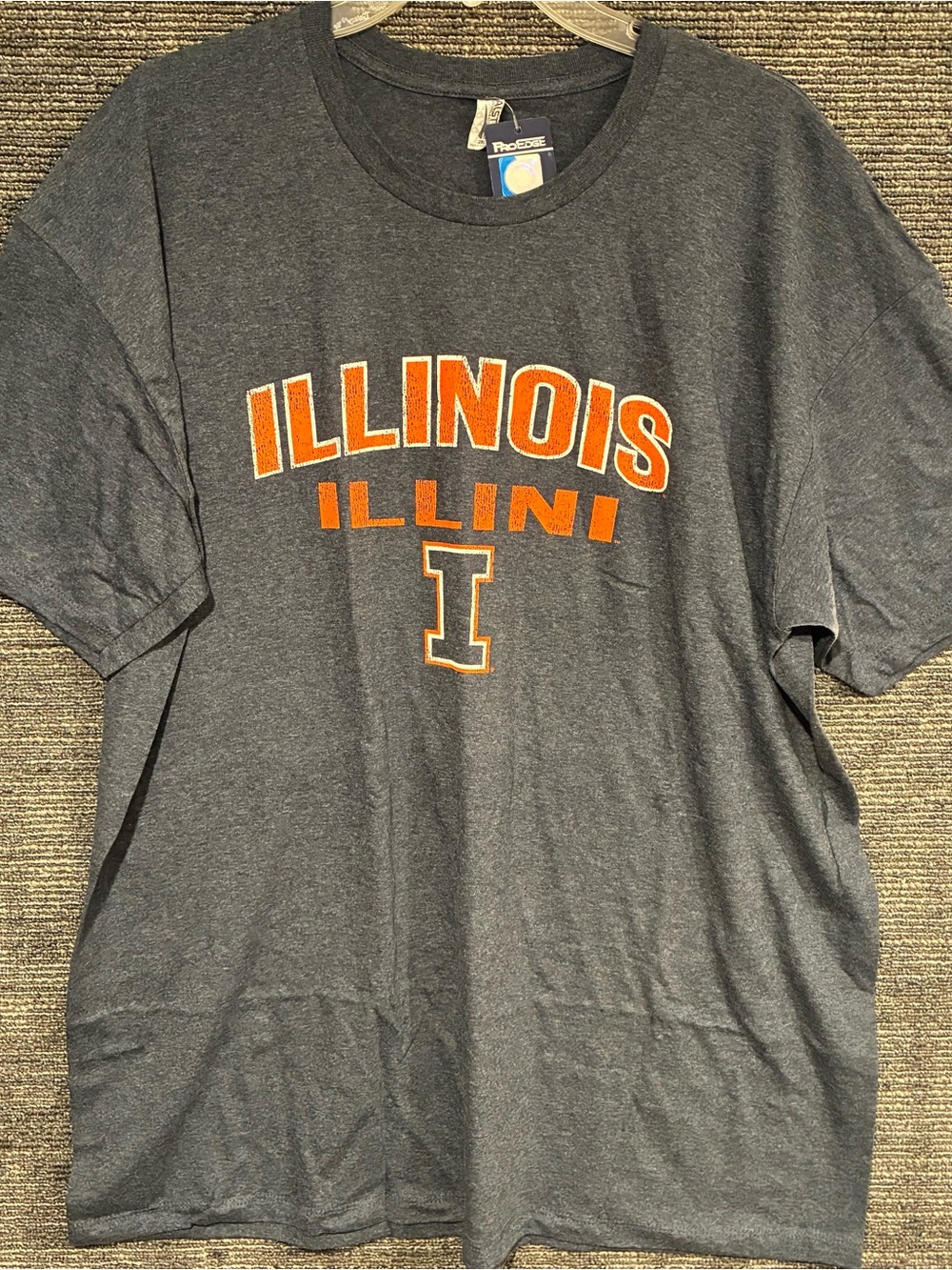 ILLINI Pro Edge Blue Tee with Orange Illinois Illini Logo SZ 2XL